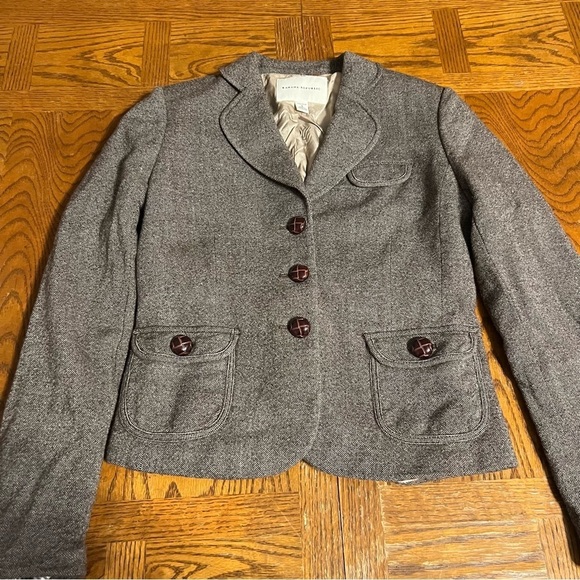 Banana Republic Women's Wool Blend Cropped Blazer in Brown Tweed Sz 4 Outlander - Picture 5 of 16